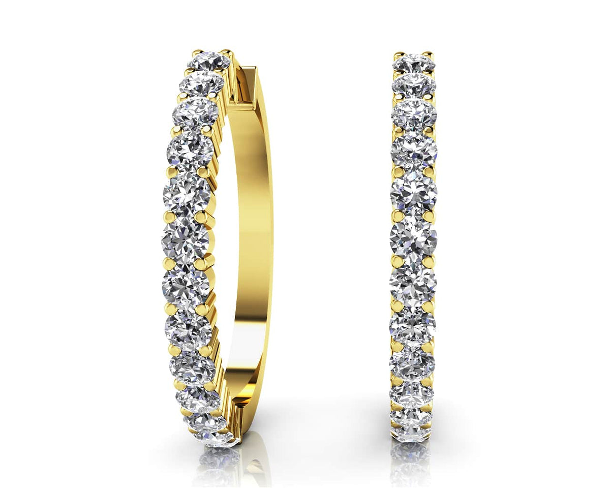 Lab Diamond Hoop Earrings - Choice of White or Yellow Gold -.49ct to 1.56ct Total Weight - Lab Hoop Earrings