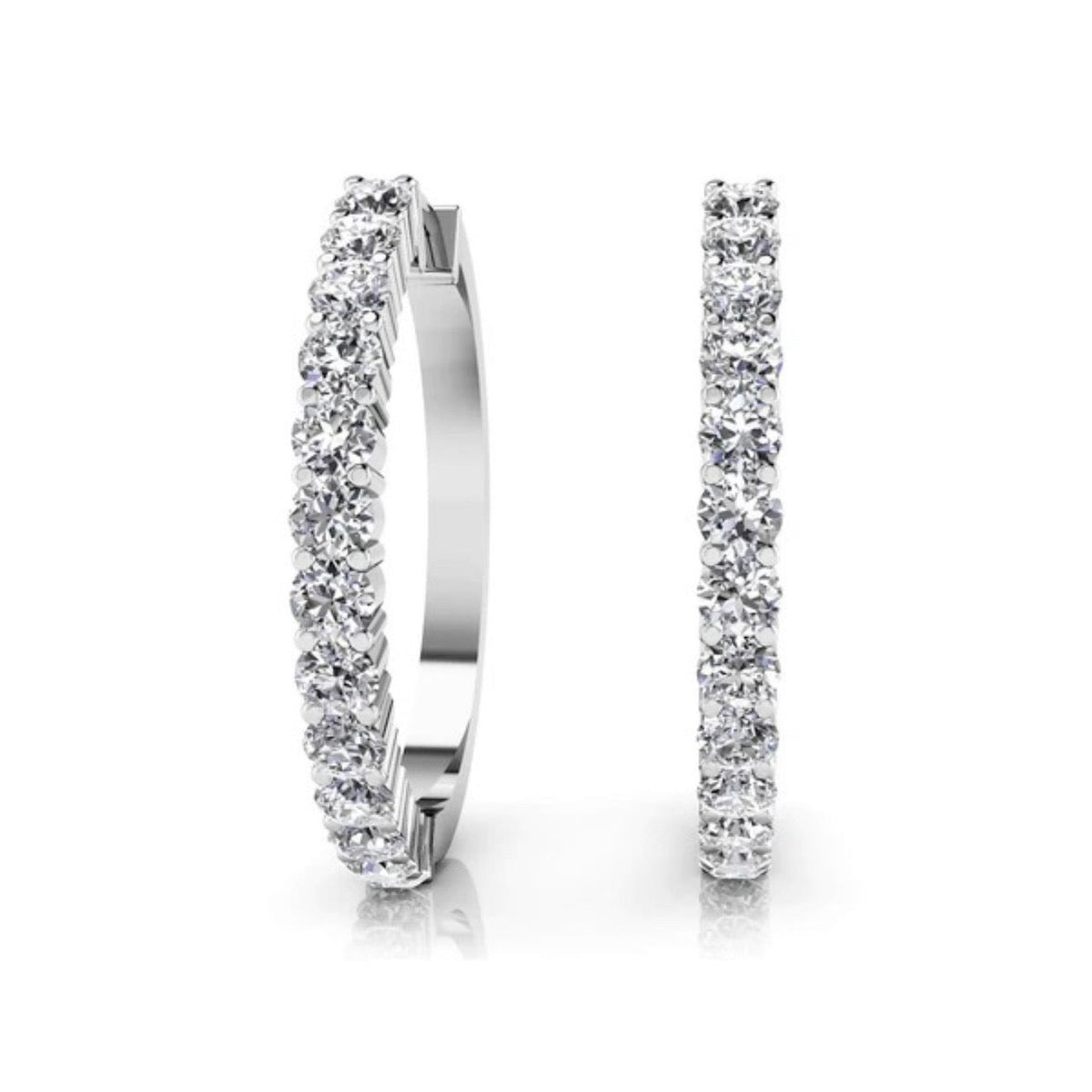 Lab Diamond Hoop Earrings - Choice of White or Yellow Gold -.49ct to 1.56ct Total Weight - Lab Hoop Earrings