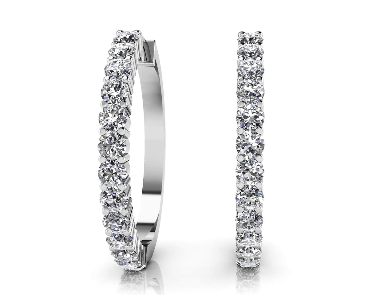 Lab Diamond Hoop Earrings - Choice of White or Yellow Gold -.49ct to 1.56ct Total Weight - Lab Hoop Earrings