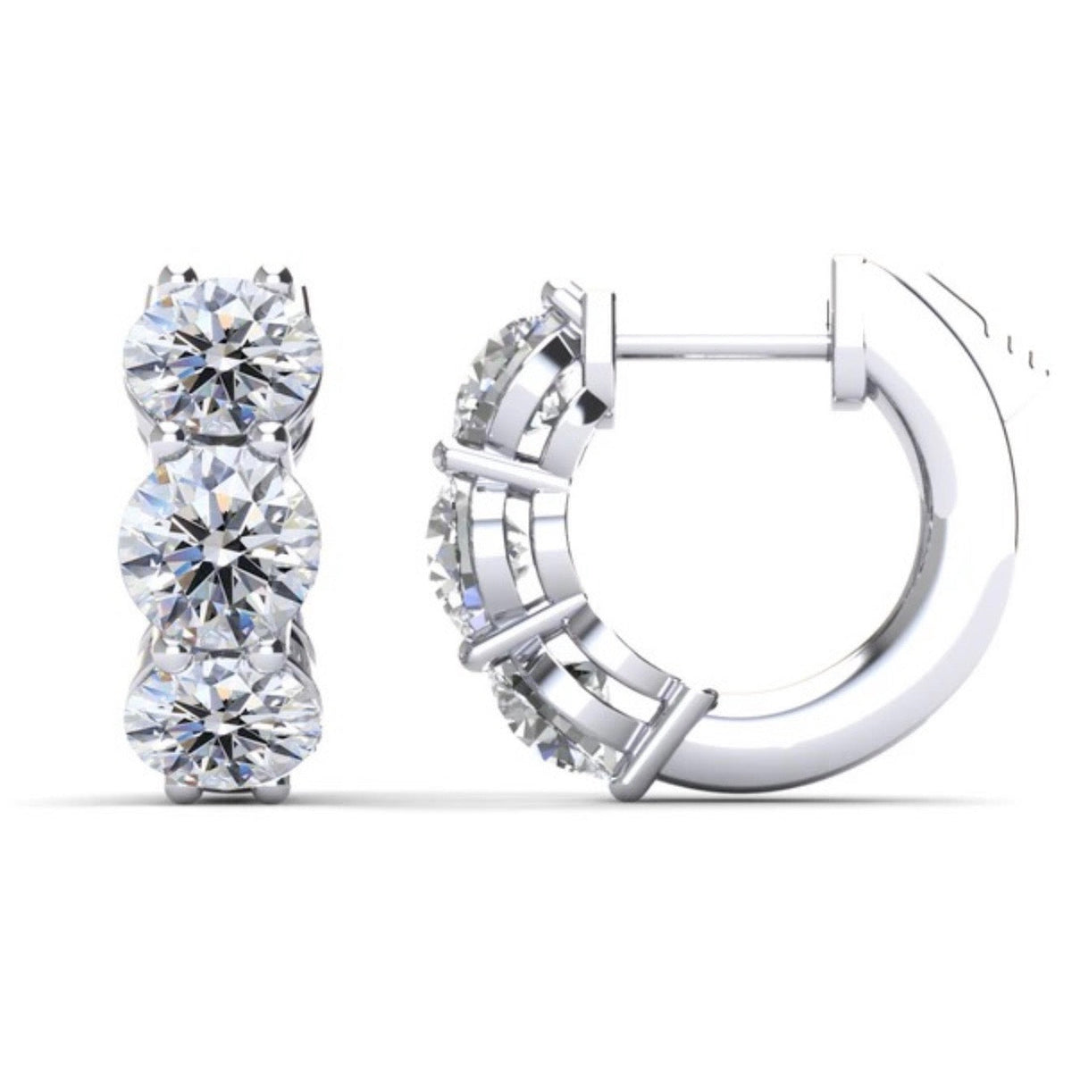 Lab Diamond Hoop Earrings - Choice of White or Yellow Gold -.96ct to 3.00ct Total Weight - Lab Hoop Earrings