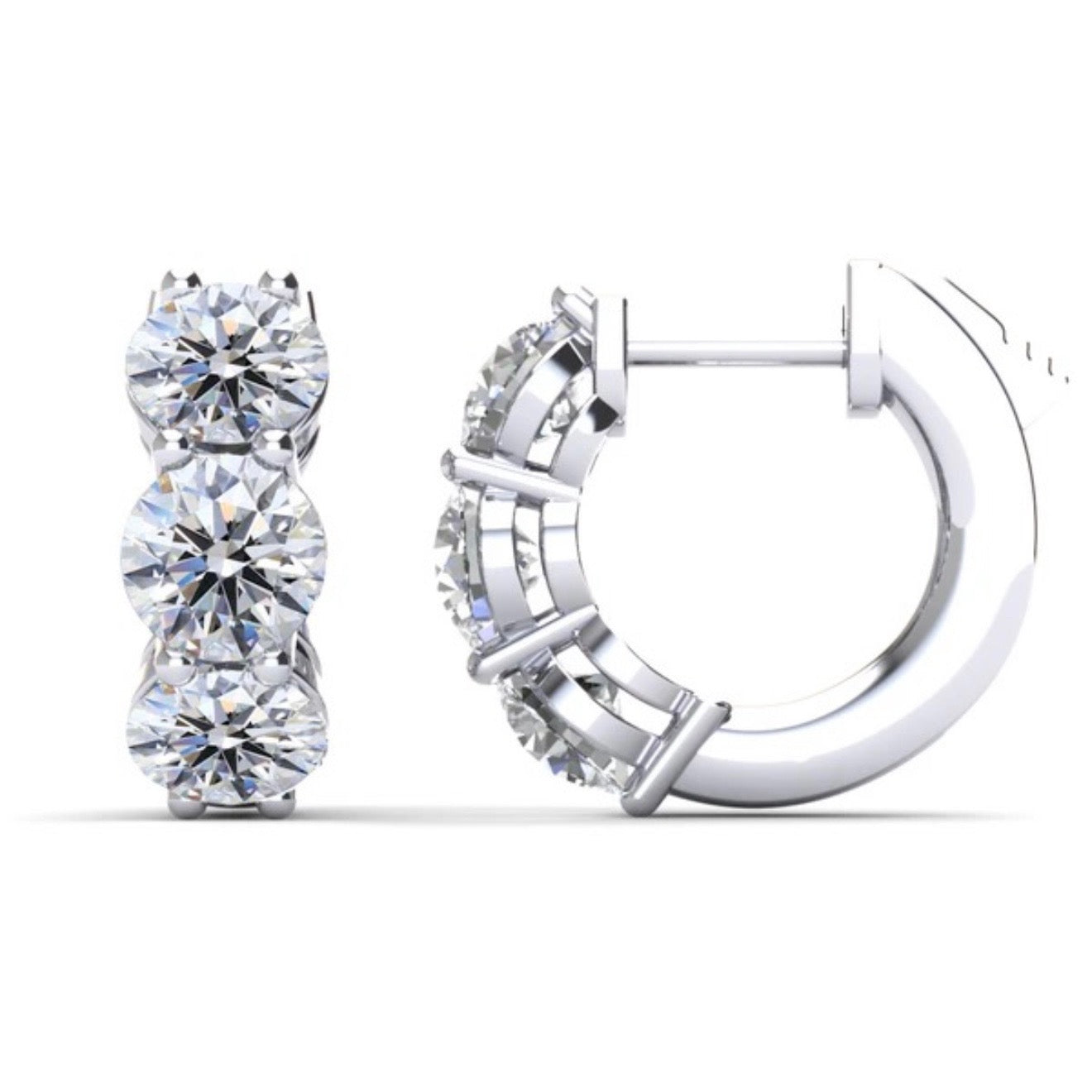 Lab Diamond Hoop Earrings - Choice of White or Yellow Gold -.96ct to 3.00ct Total Weight - Lab Hoop Earrings