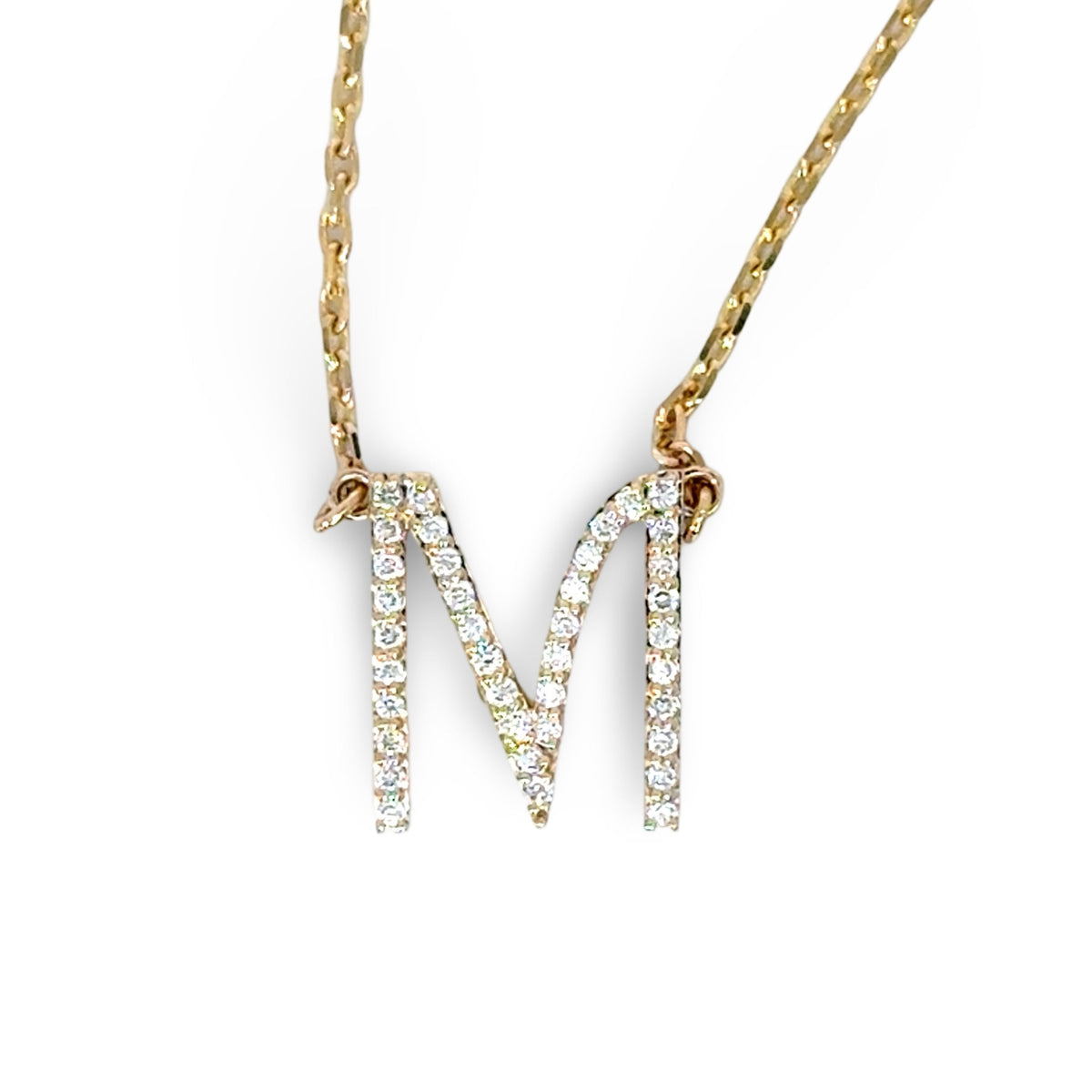 Lab Diamond Initial Pendant - Choice of White Gold / Yellow Gold or Rose Gold - Lab Diamond Necklace