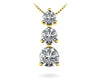 Lab Diamond Three Prong 3 Stone Pendant In 14K Yellow Gold Or White Gold - Lab Diamond Necklace