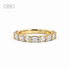 Ladies alternating oval and emerald cut prong wedding band, 1.10ct TW – view 2 of 3