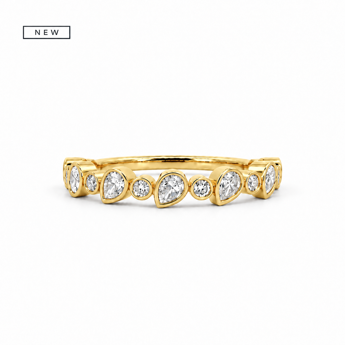 Ladies alternating pear and round bezel wedding band, .47ct TW – view 1 of 3