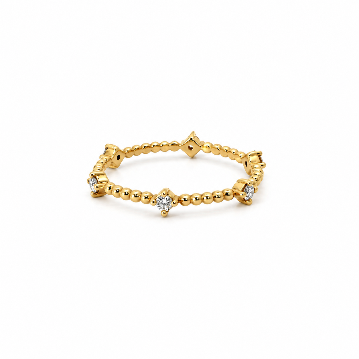 Ladies Bead & Diamond Spaced Out Band – view 1 of 2