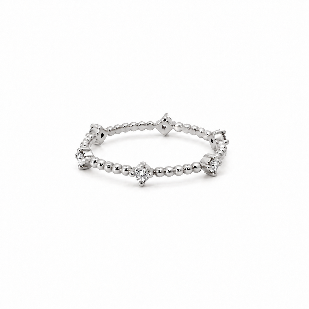 Ladies Bead & Diamond Spaced Out Band – view 2 of 2