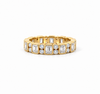 Ladies Bezel Emerald & Round Station Band - Wedding Band