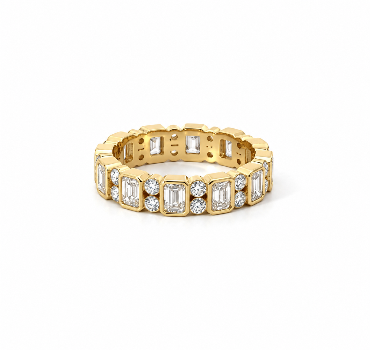 Ladies Bezel Emerald & Round Station Band – view 1 of 4
