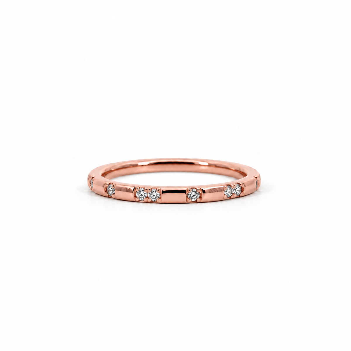 Ladies diamond and gold segment wedding band, .18ct TW – view 3 of 3