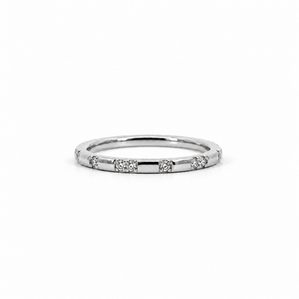 Ladies diamond and gold segment wedding band, .18ct TW – view 2 of 3