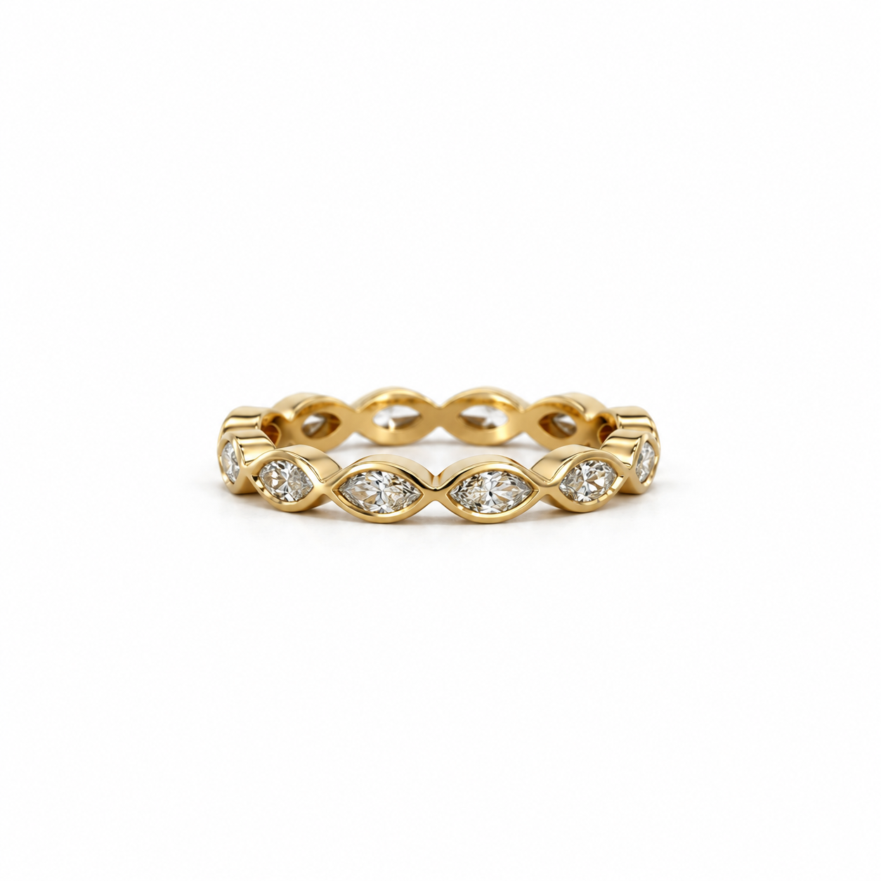 Ladies east-west marquise bezel wedding band, 1.20ct TW – view 1 of 3