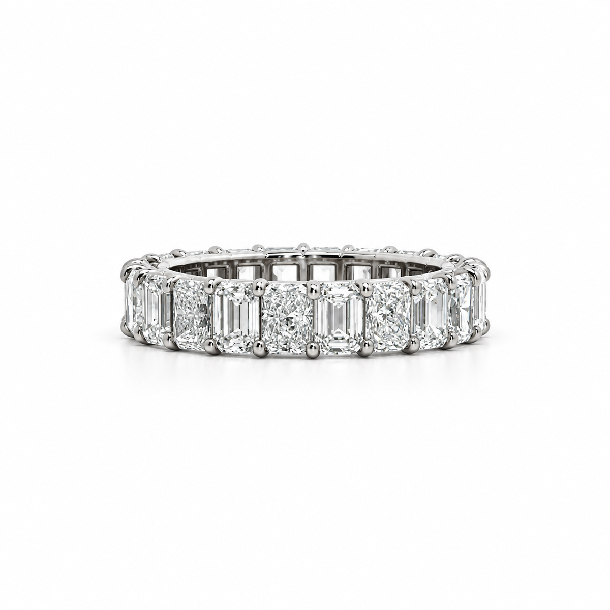Ladies Emerald & Radiant Cut Eternity Band - Lab / Natural Eternity Band