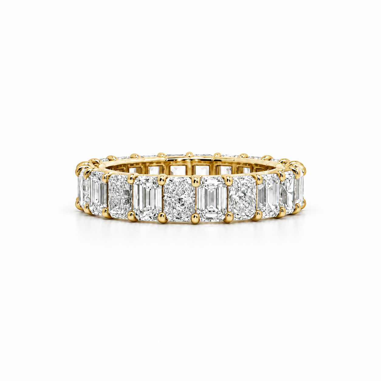 Ladies Emerald & Radiant Cut Eternity Band – view 1 of 3