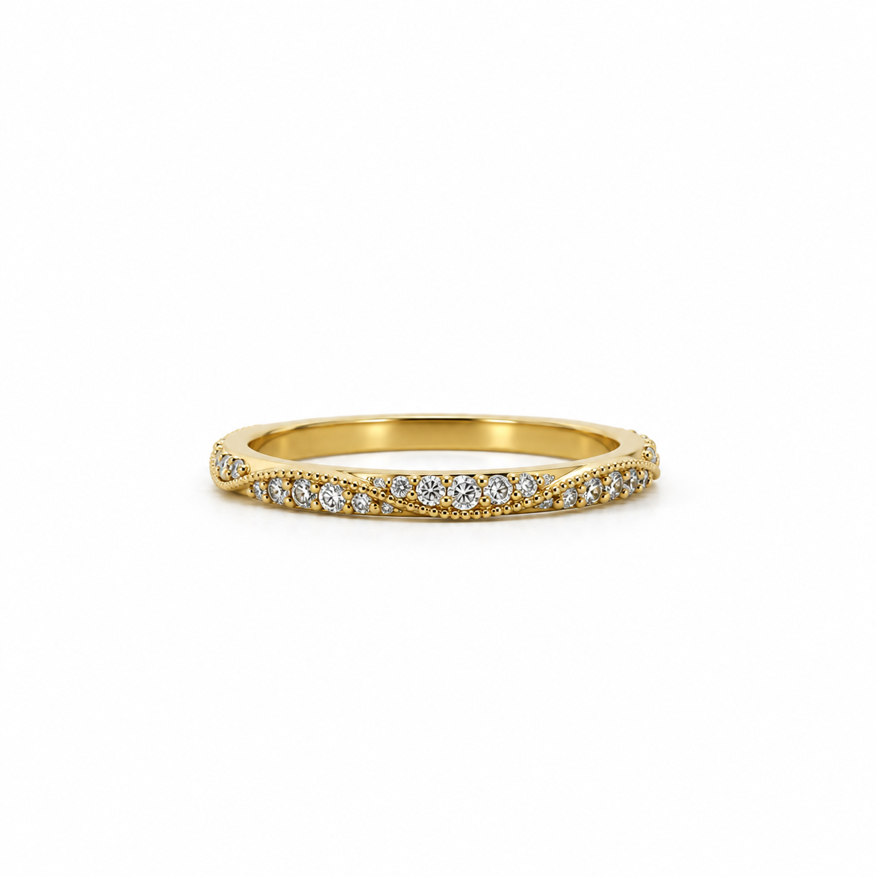 Ladies flowing ribbon milgrain diamond wedding band, .30ct TW – view 1 of 3