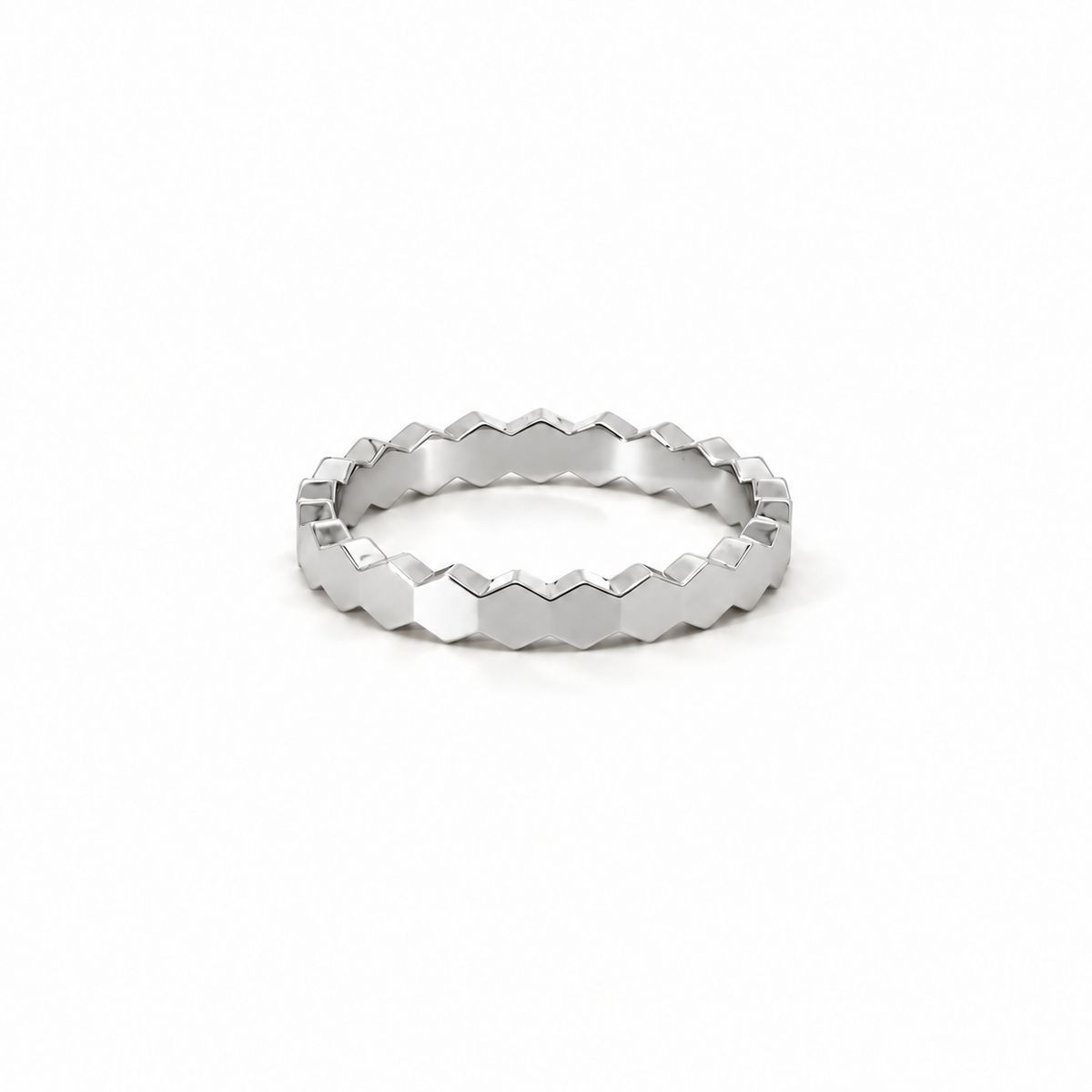 Ladies Hexagon Shape Wedding Band – view 2 of 7