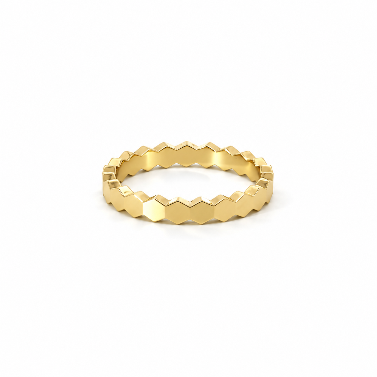 Ladies Hexagon Shape Wedding Band – view 1 of 7