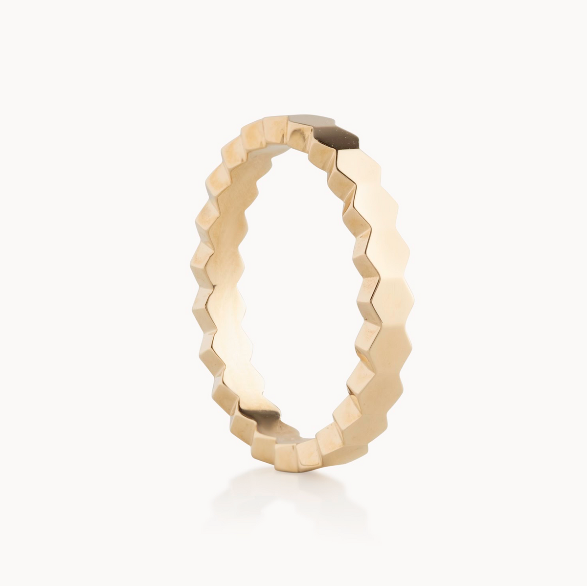 Ladies Hexagon Shape Wedding Band - 14KT Yellow / White or Rose Gold - Ladies Wedding Bands