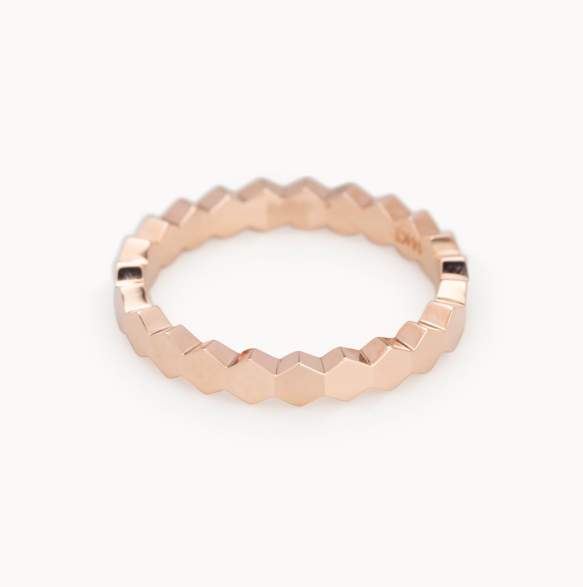 Ladies Hexagon Shape Wedding Band - 14KT Yellow / White or Rose Gold - Ladies Wedding Bands