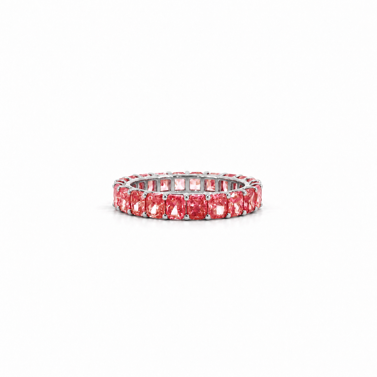 Ladies lab-grown pink diamond radiant cut eternity band, .20ct stones – view 3 of 4
