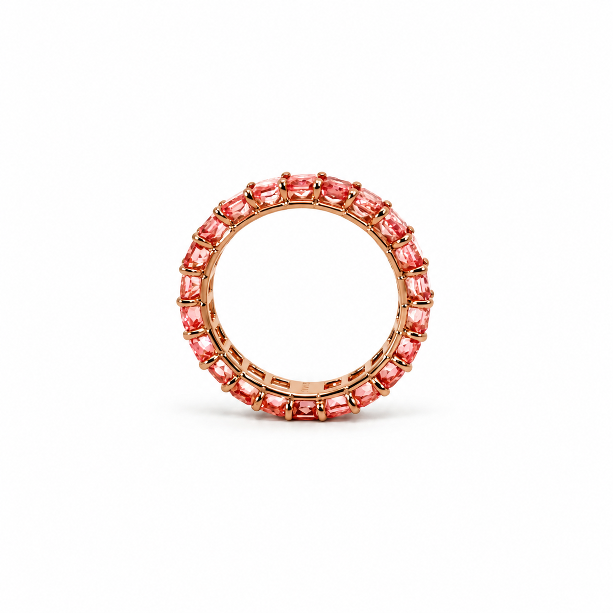Ladies lab-grown pink diamond radiant cut eternity band, .20ct stones – view 4 of 4