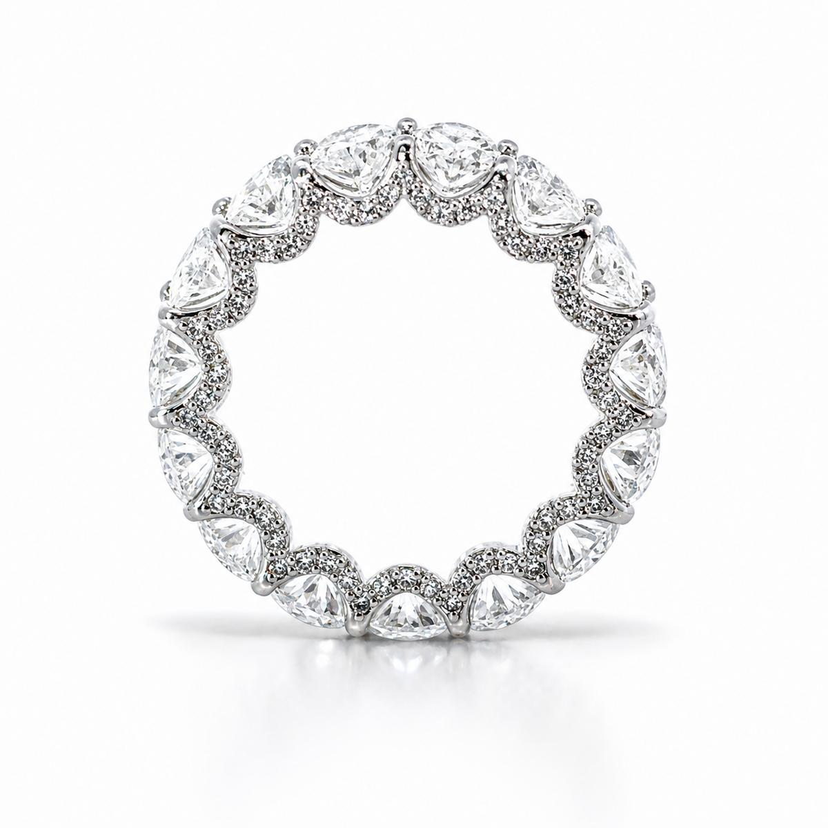 Ladies Large Oval Diamond Eternity Band with Diamond Prongs – view 3 of 4