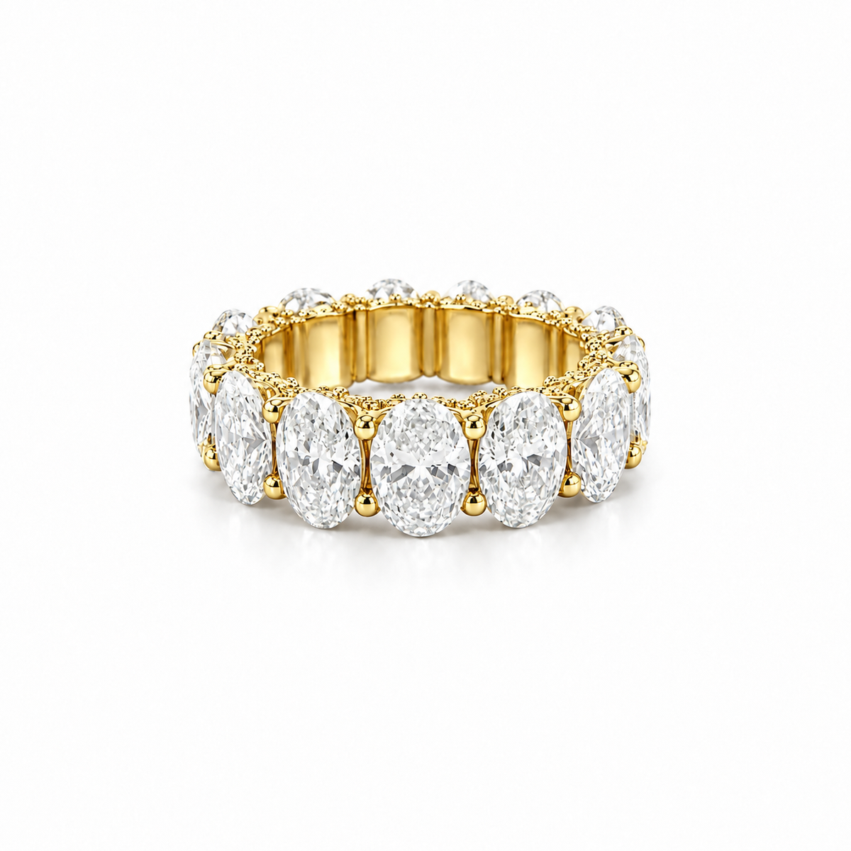 Ladies Large Oval Diamond Eternity Band with Diamond Prongs – view 2 of 4