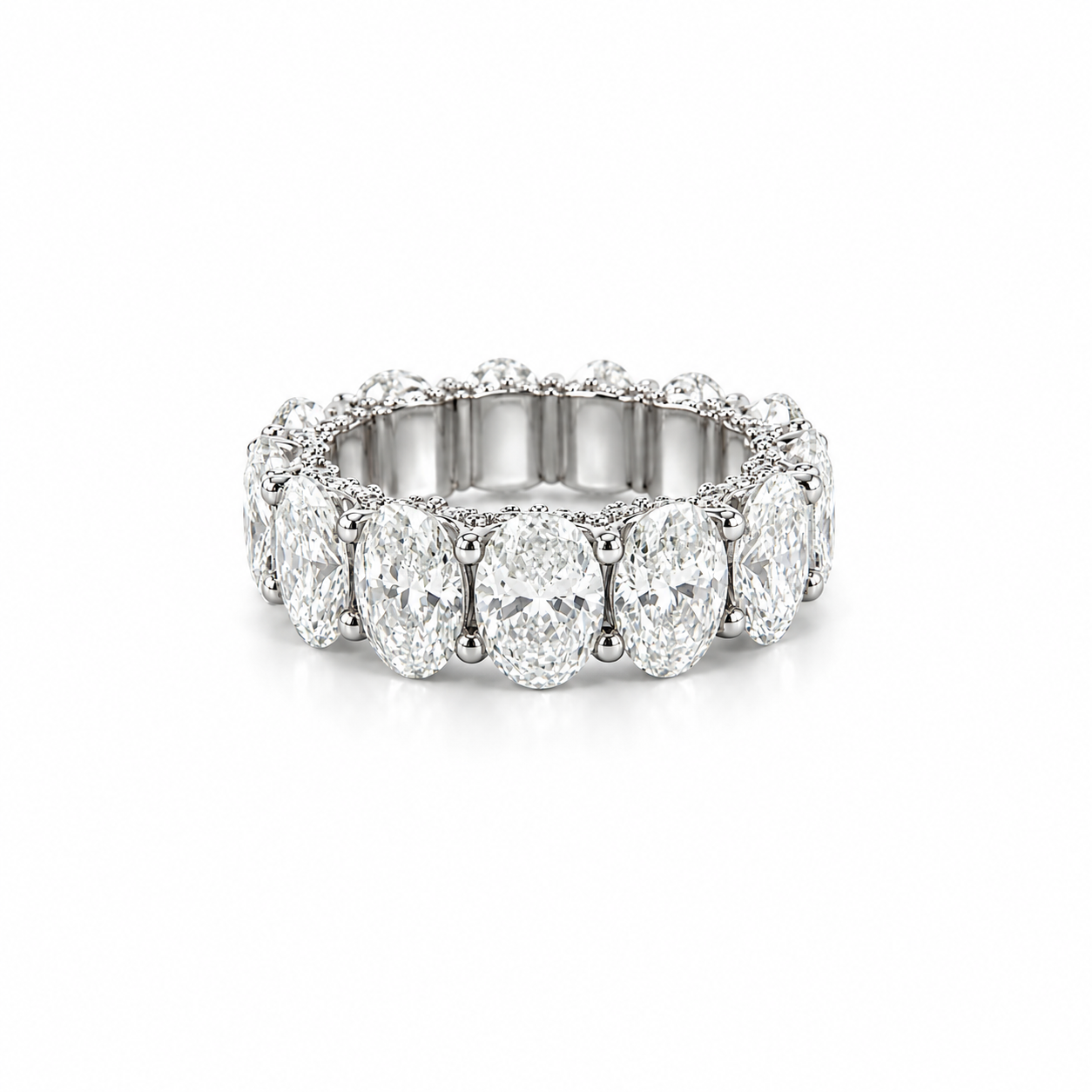 Ladies Large Oval Diamond Eternity Band with Diamond Prongs – view 1 of 4