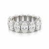 Ladies Large Oval Diamond Eternity Band with Diamond Prongs - Ladies Wedding Bands