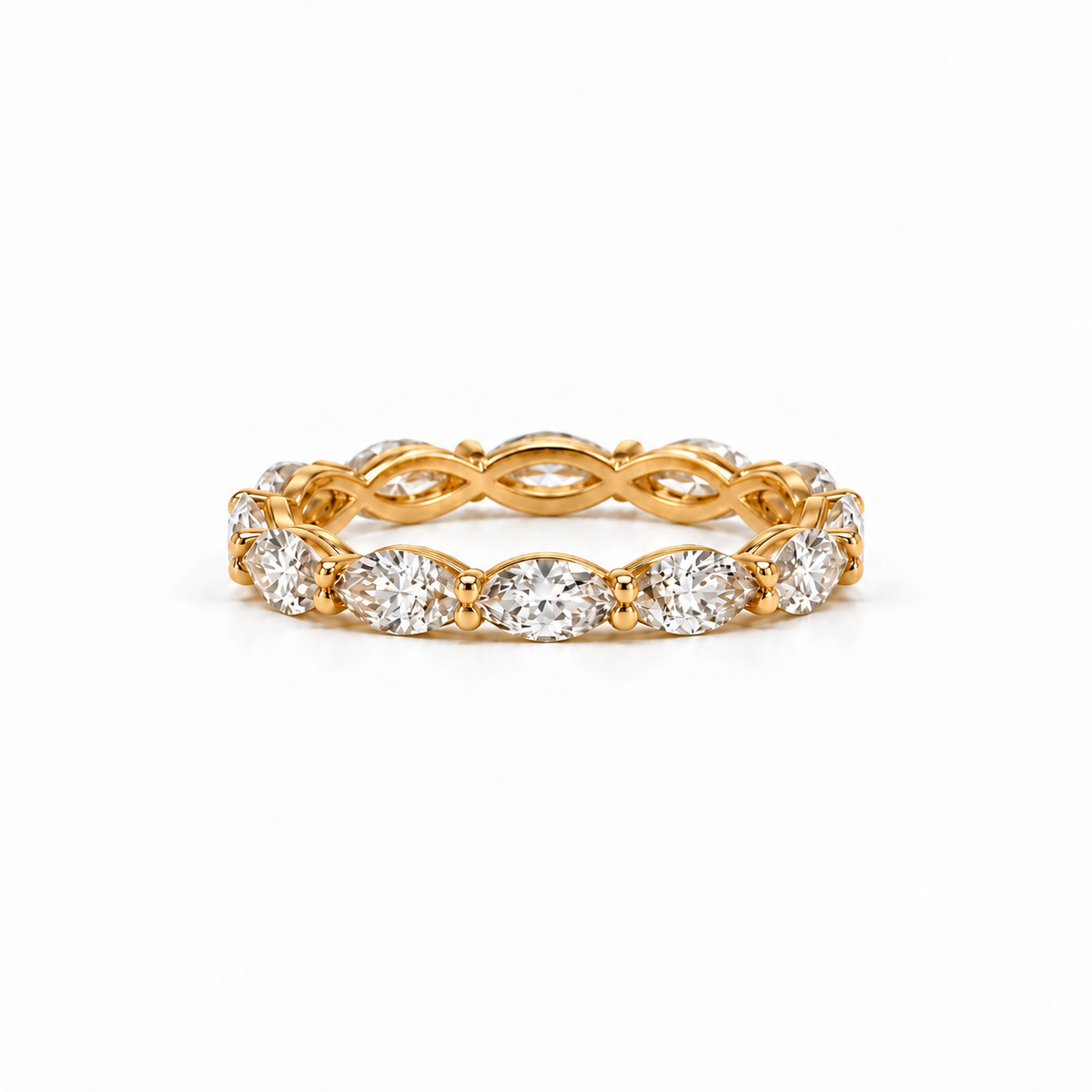 Ladies marquise cut diamond eternity band, .12ct stones – view 1 of 4