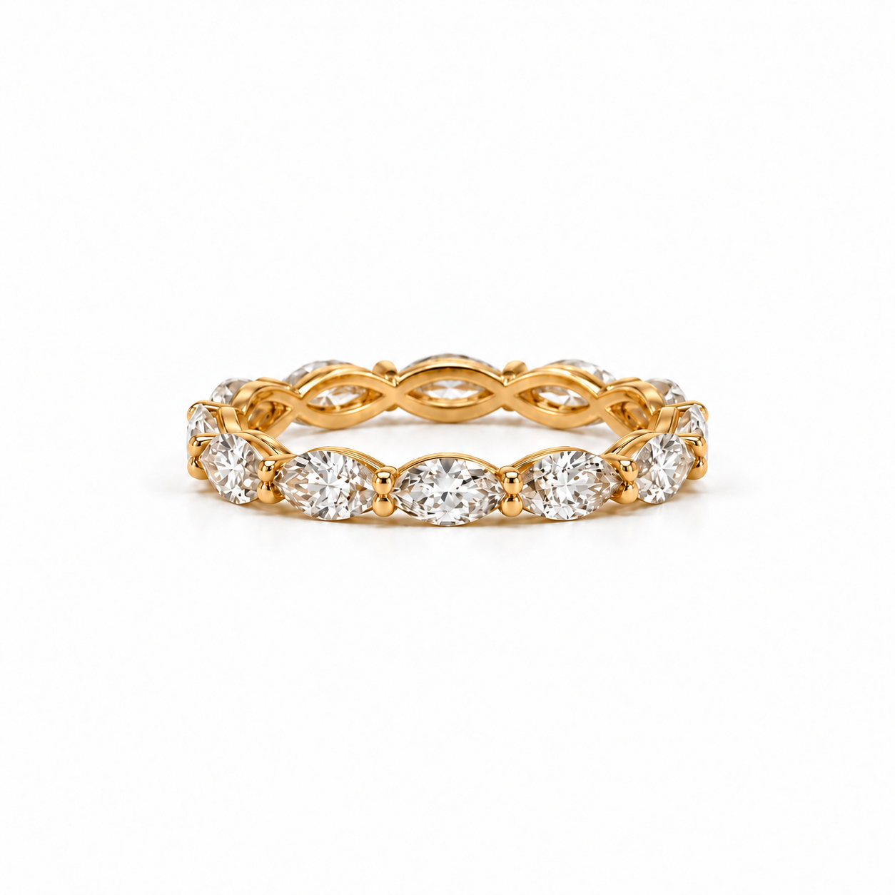 Ladies marquise cut diamond eternity band, .12ct stones – view 1 of 4