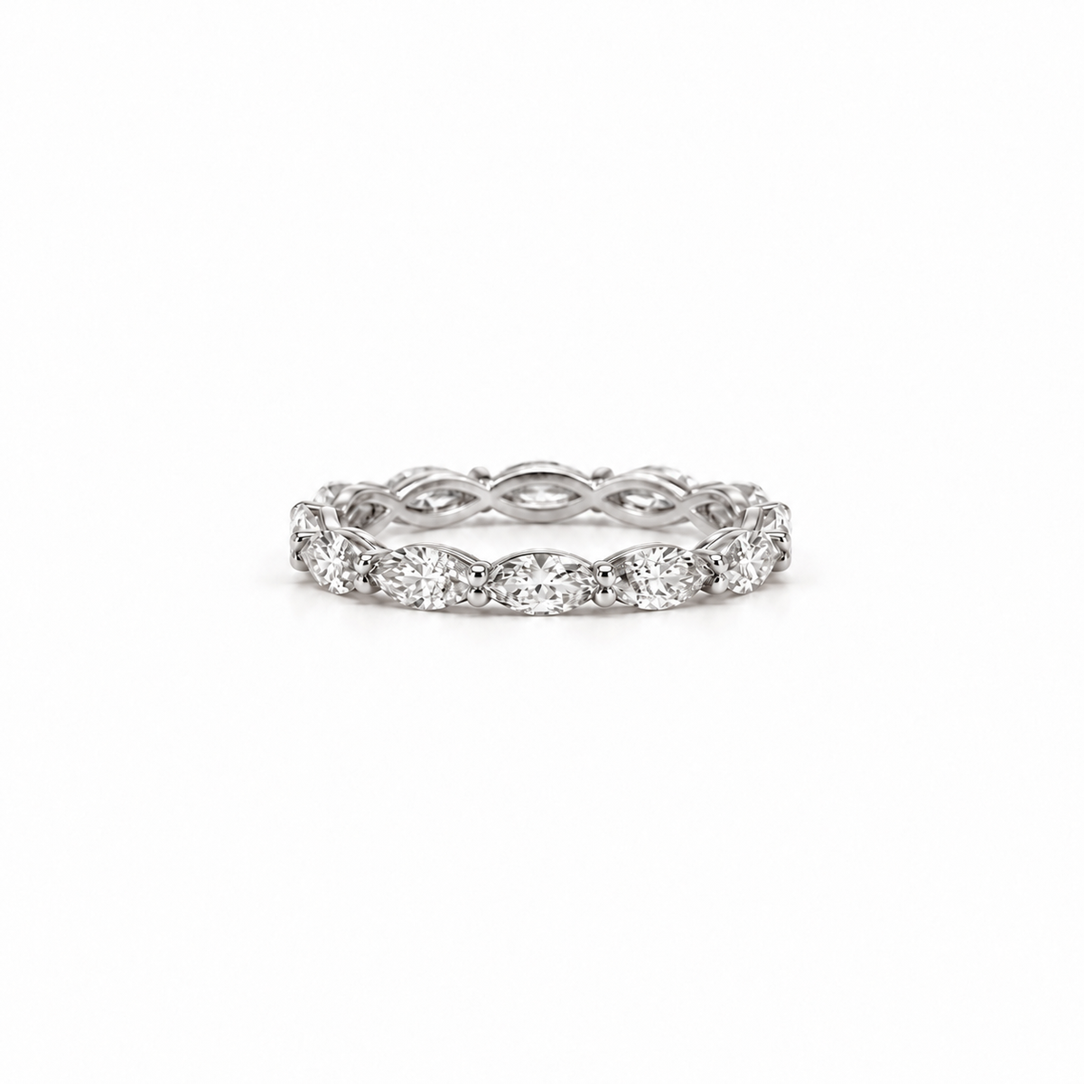 Ladies marquise cut diamond eternity band, .12ct stones – view 4 of 4