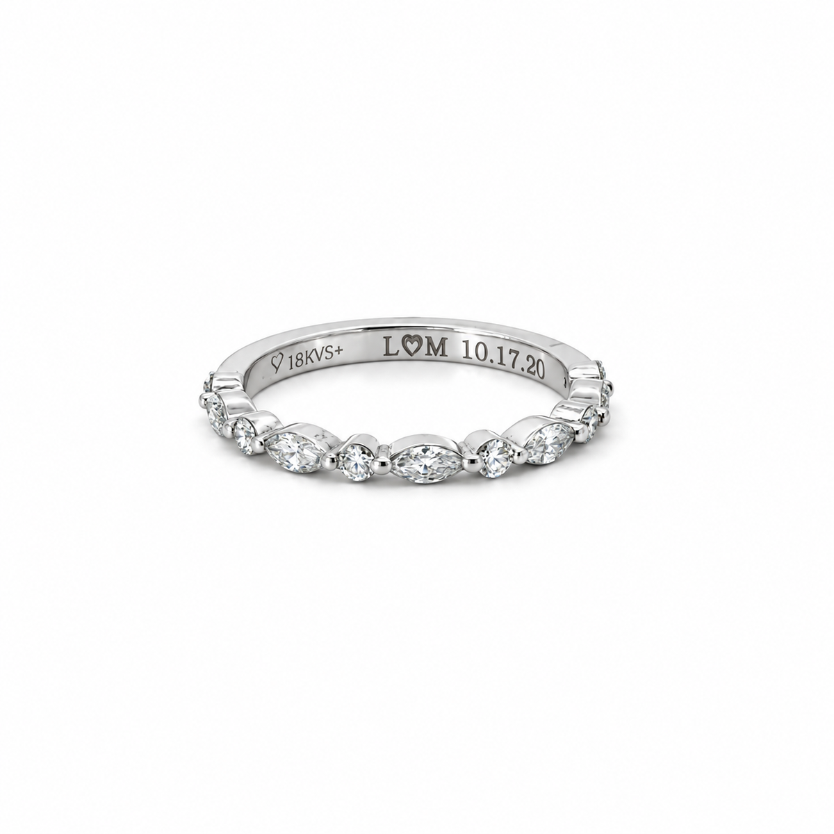 Ladies Marquise & Round Shared Bead Band – view 1 of 3