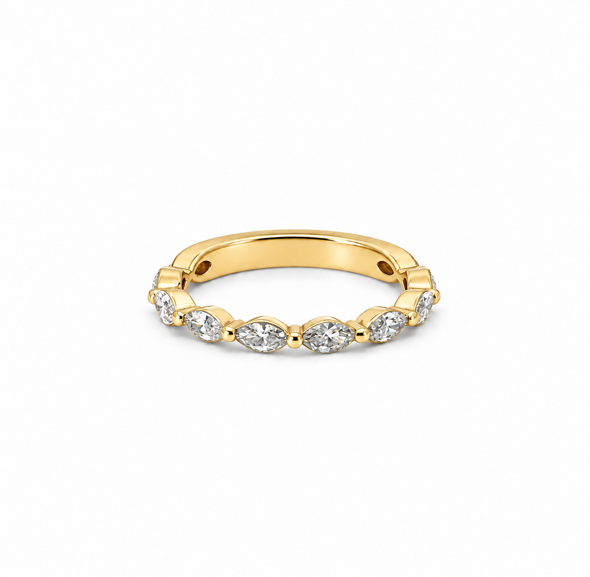 Ladies Marquise Shared Bead Band – view 2 of 3