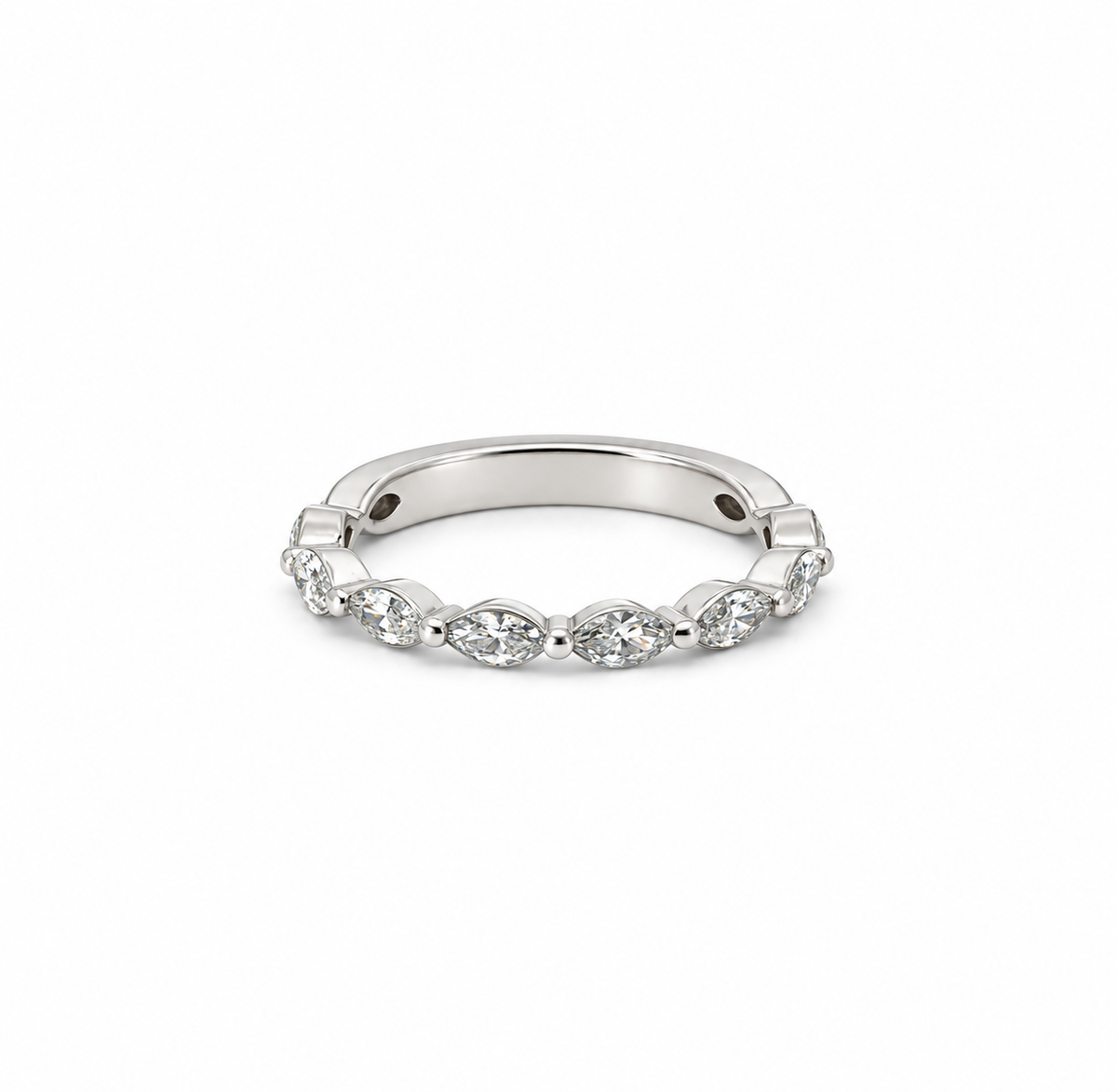 Ladies Marquise Shared Bead Band – view 1 of 3
