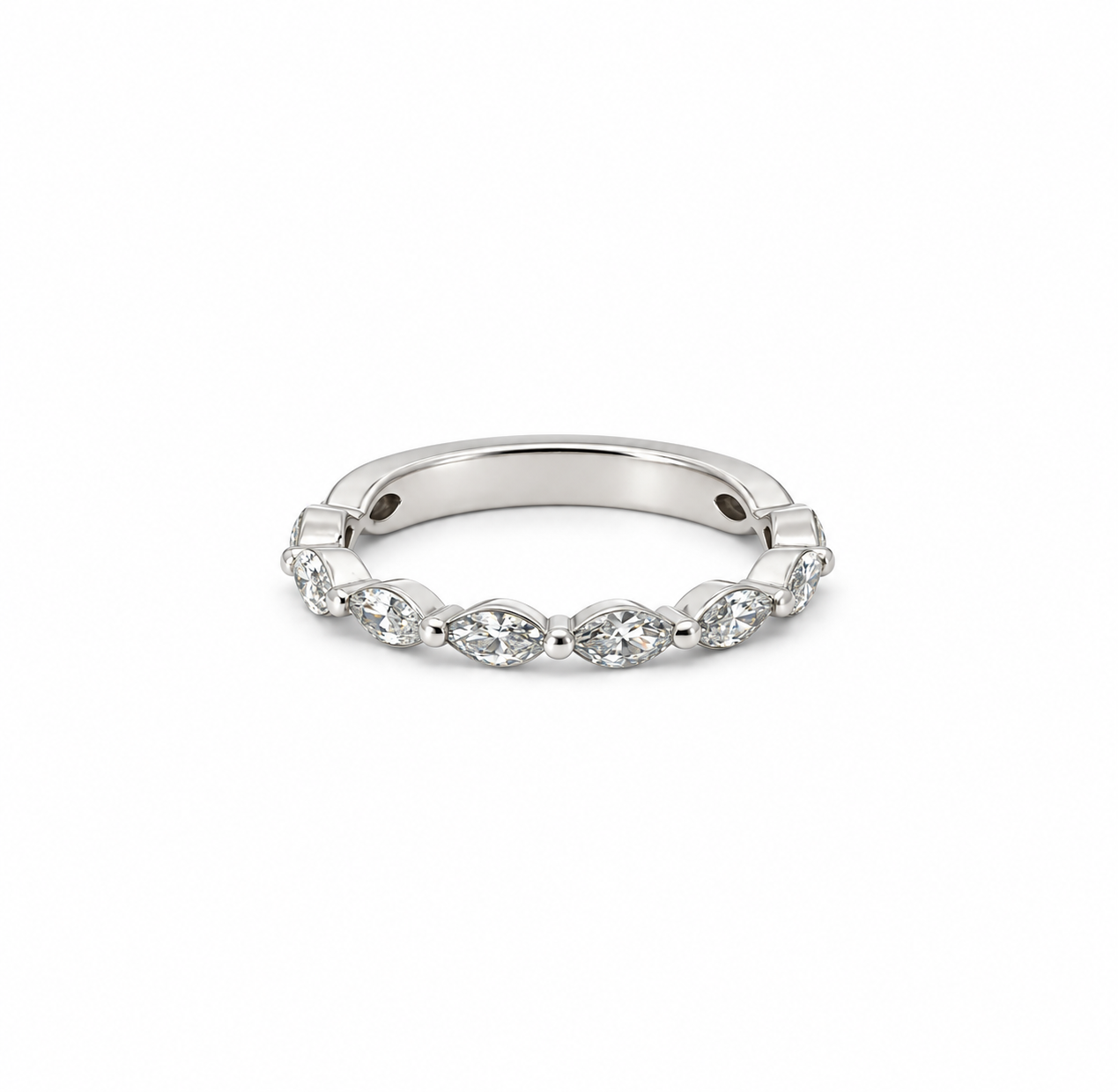 Ladies Marquise Shared Bead Band – view 1 of 3