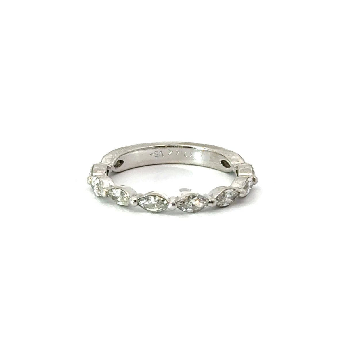 Ladies Marquise Shared Bead Wedding Band - Choice of White Gold Yellow Gold or Rose Gold - Natural Diamonds - Ladies