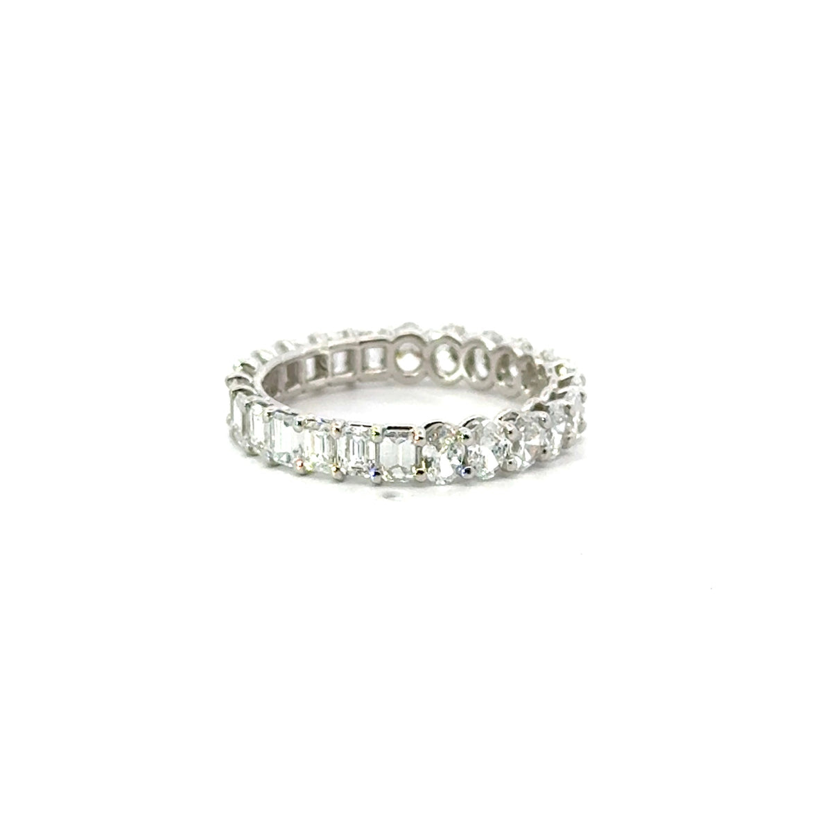 Ladies Oval & Emerald Eternity Band - Lab / Natural Eternity Band