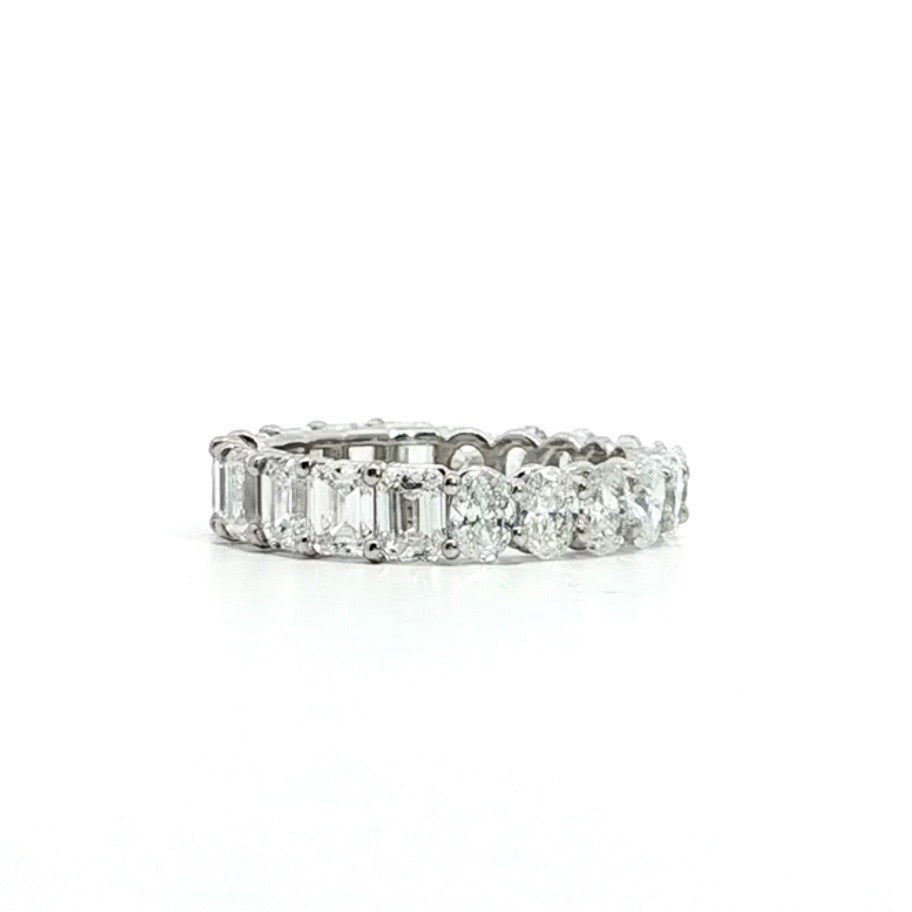 Ladies Oval & Emerald Eternity Band - Lab / Natural Eternity Band