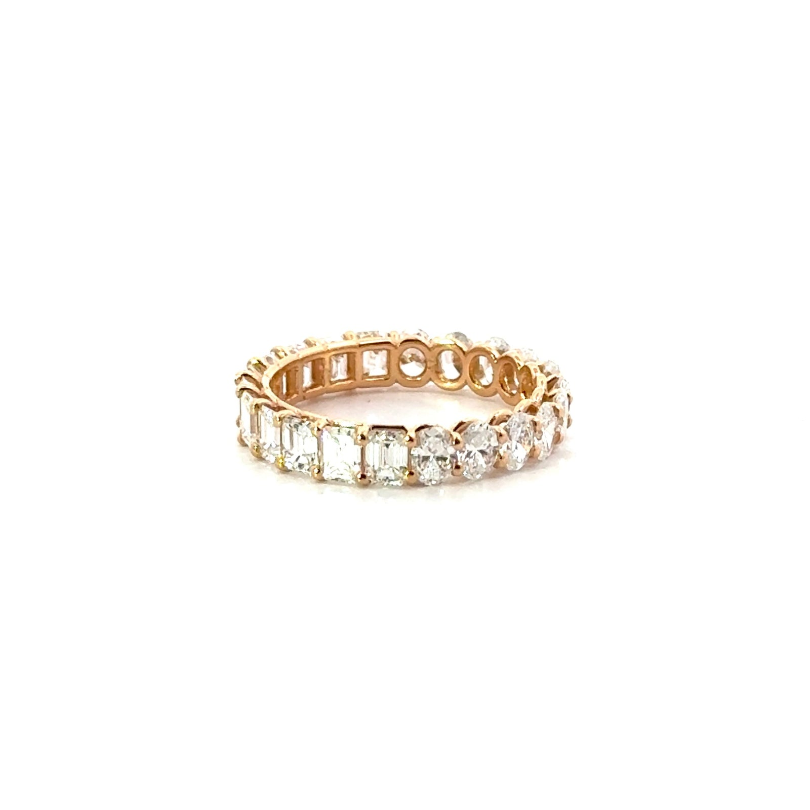 Ladies Oval & Emerald Eternity Band - Lab / Natural Eternity Band
