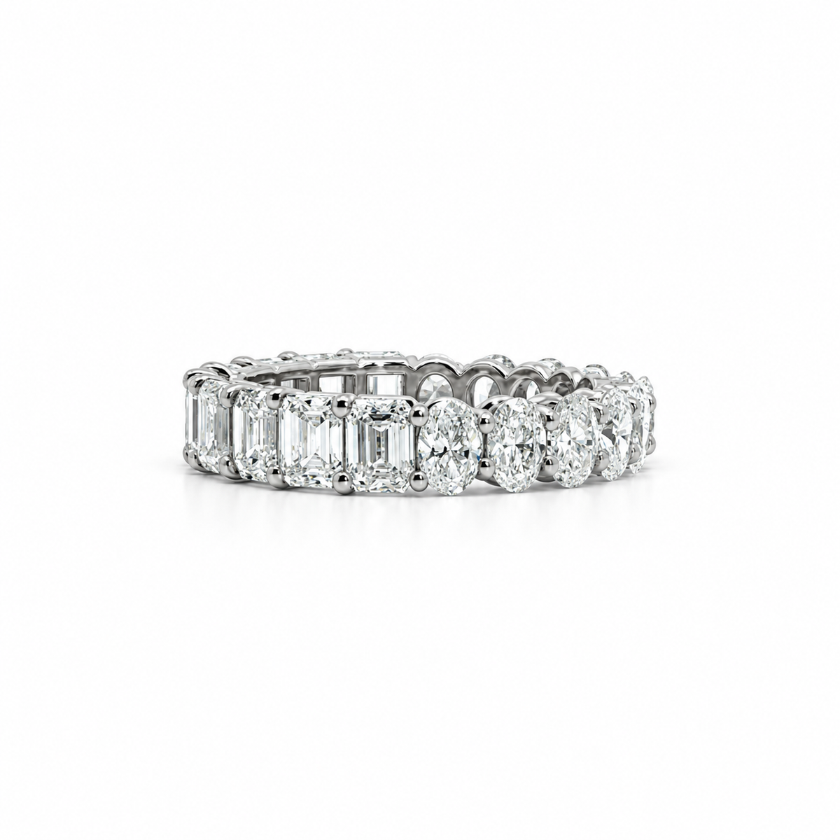 Ladies Oval & Emerald Eternity Band – view 1 of 3