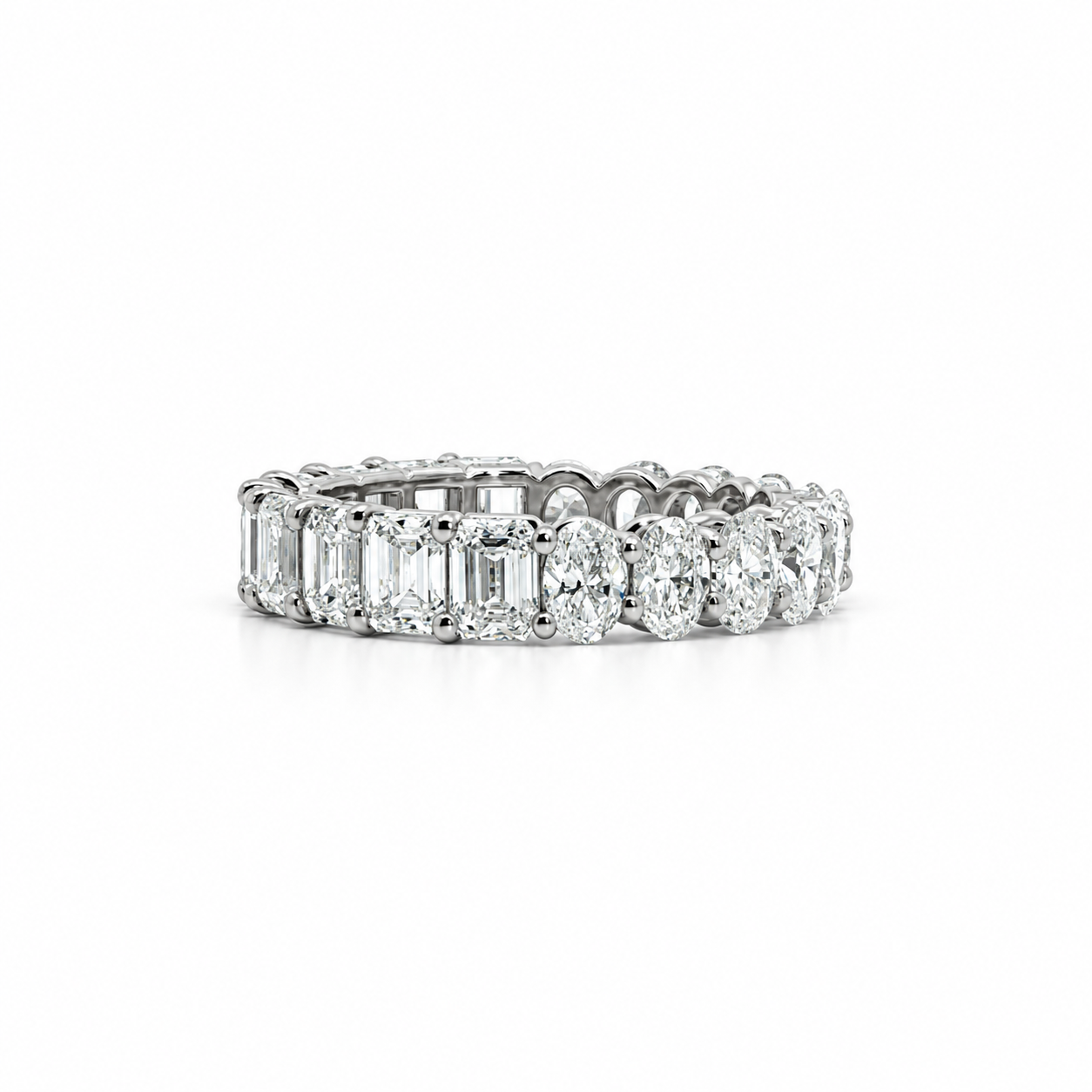 Ladies Oval & Emerald Eternity Band – view 1 of 3