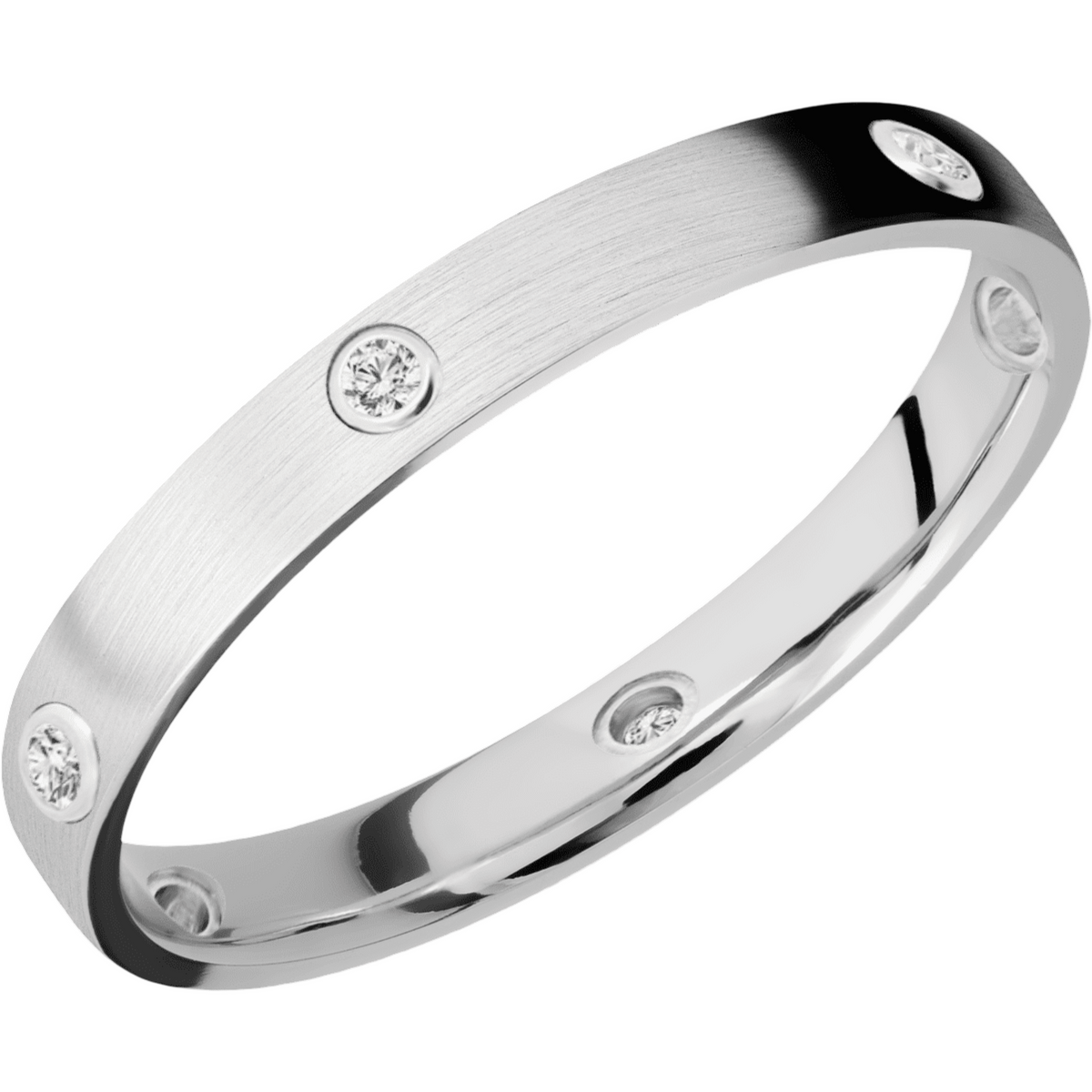 Ladies Round Diamond Cigar Band- Available in 3-5MM - Lab / Natural Wedding Bands
