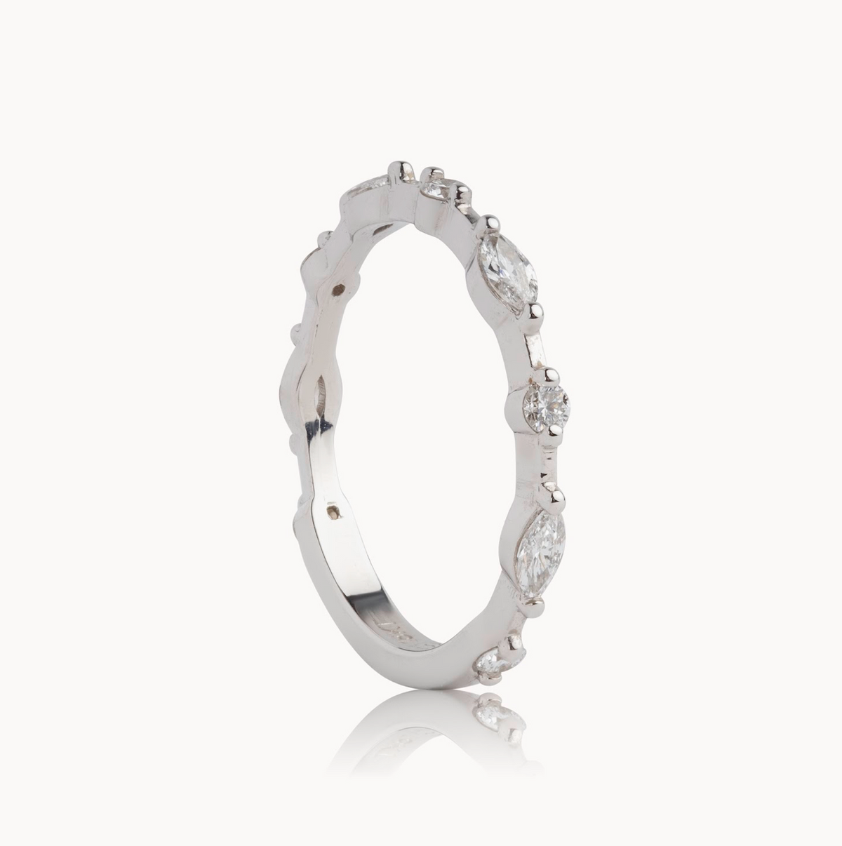 Ladies Round & Marquise Spaced Out Band - Ladies Wedding Bands