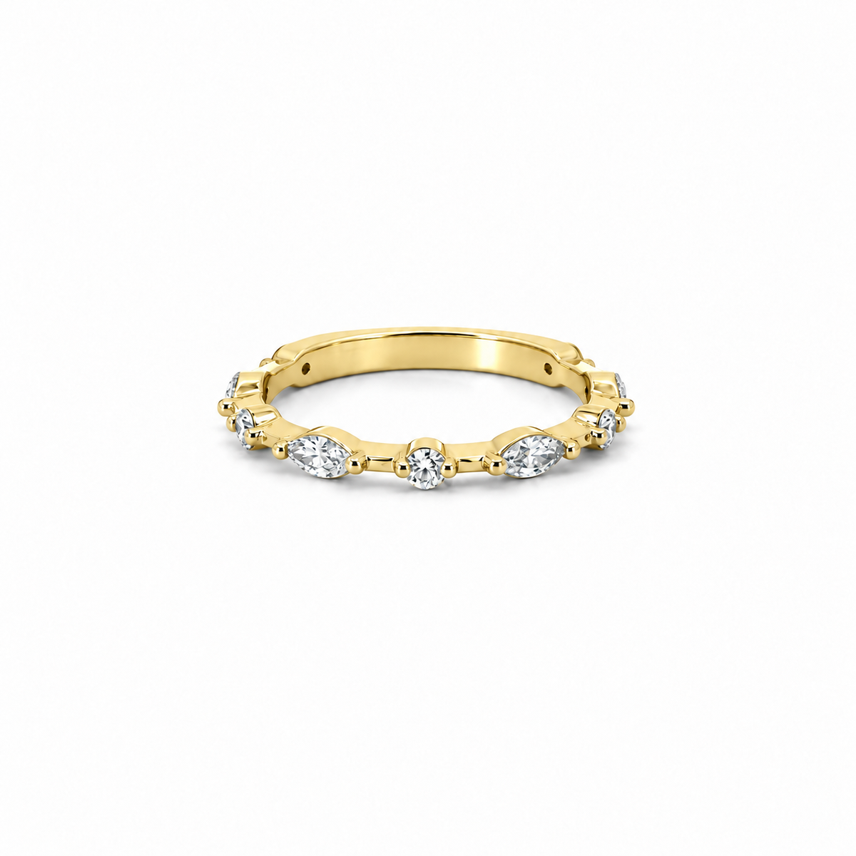 Ladies Round & Marquise Spaced Out Band - Ladies Wedding Bands