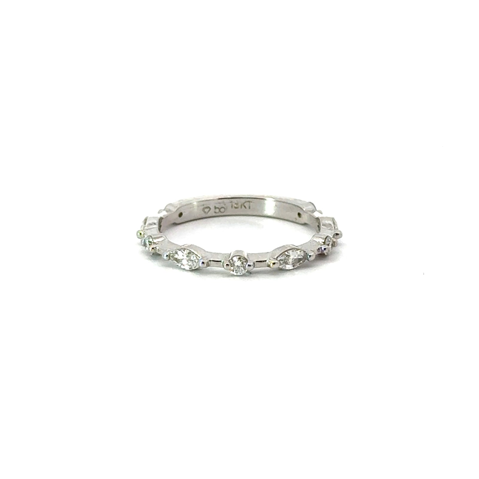 Ladies Round & Marquise Spaced Out Band - Ladies Wedding Bands