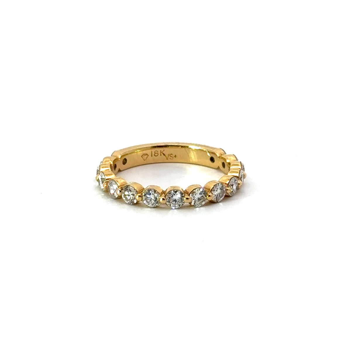 Ladies Round Shared Bead Wedding Band - Choice of White Gold Yellow Gold or Rose Gold - Natural Diamonds - Ladies Lab