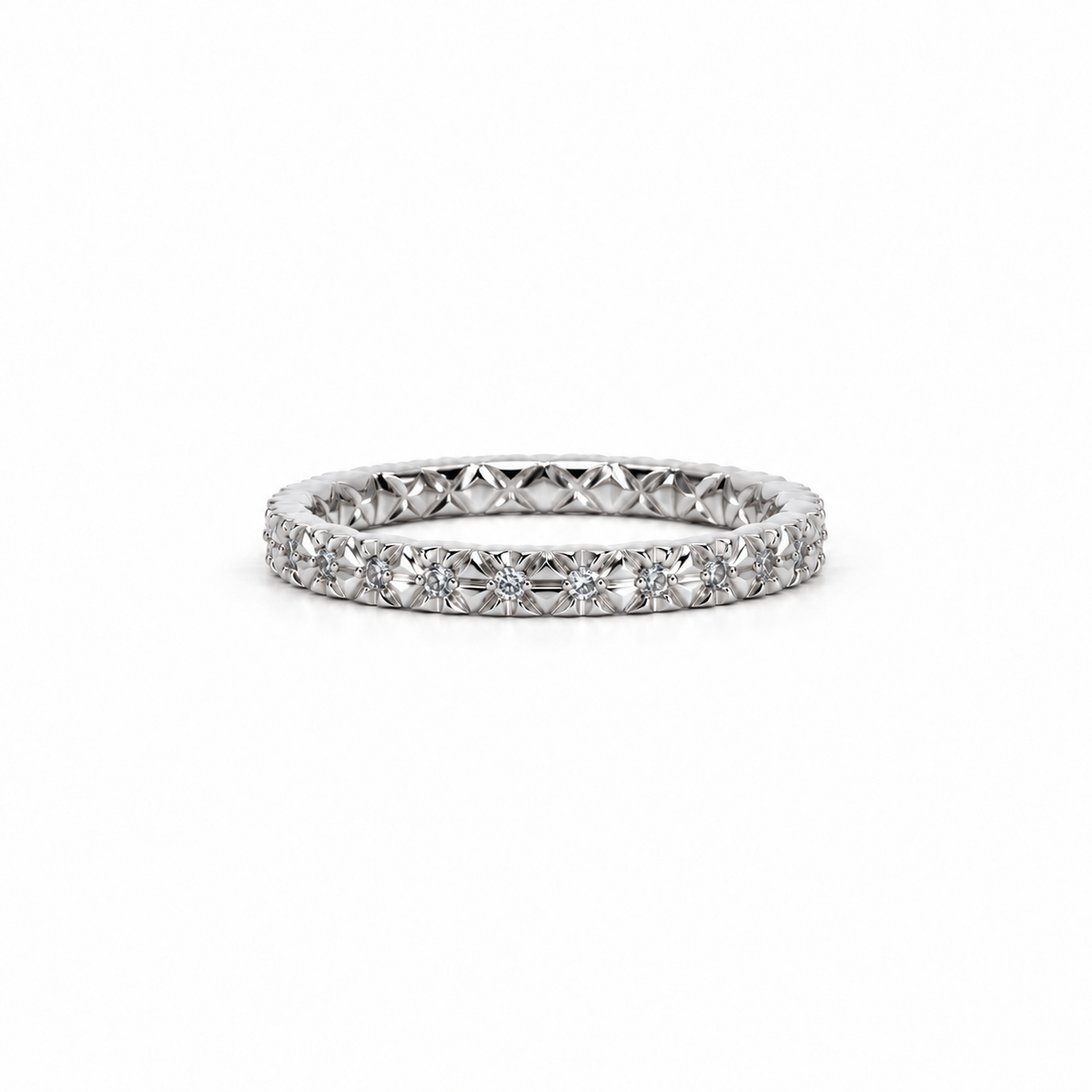 Ladies sculpted floral motif diamond wedding band, .22ct TW – view 2 of 3