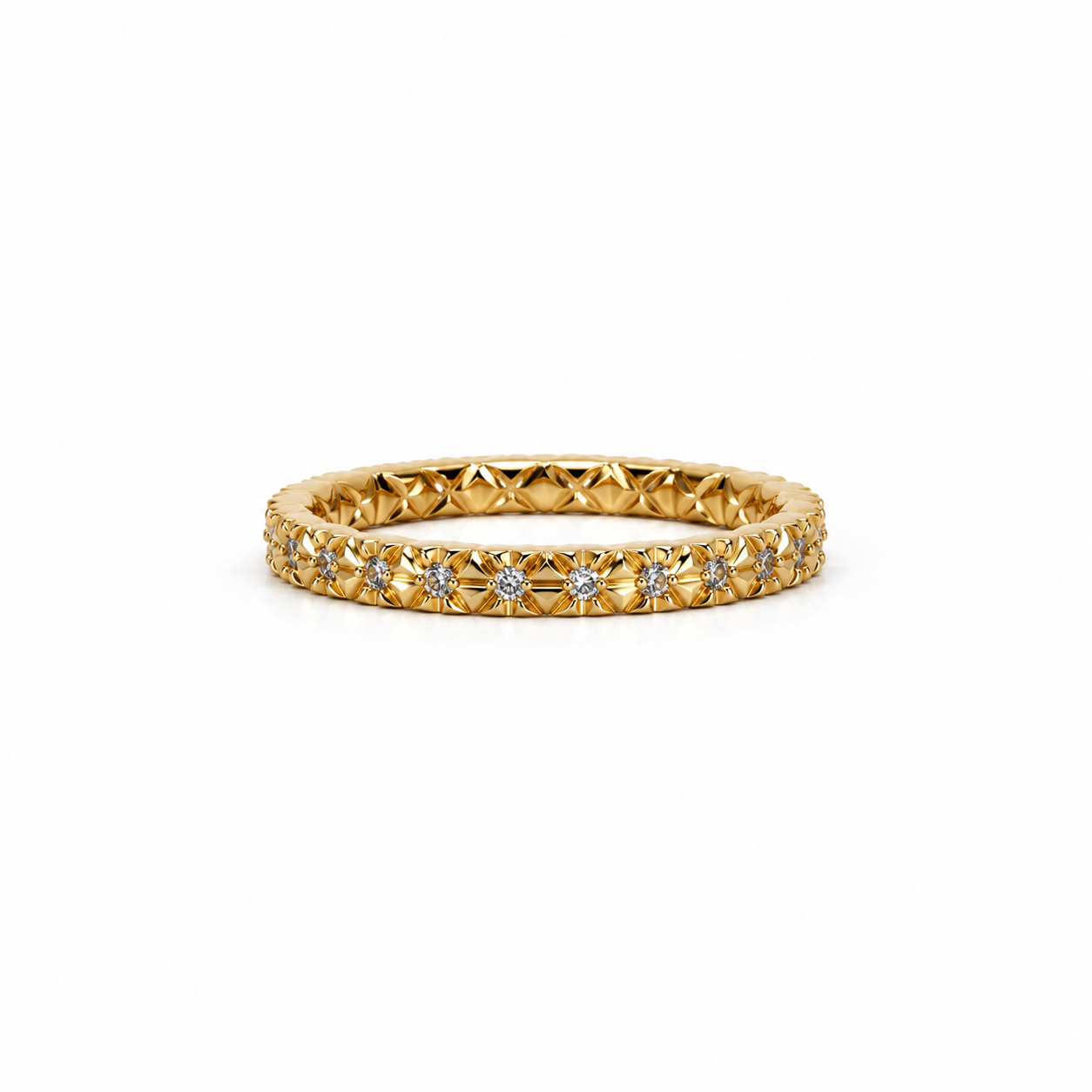 Ladies sculpted floral motif diamond wedding band, .22ct TW – view 1 of 3
