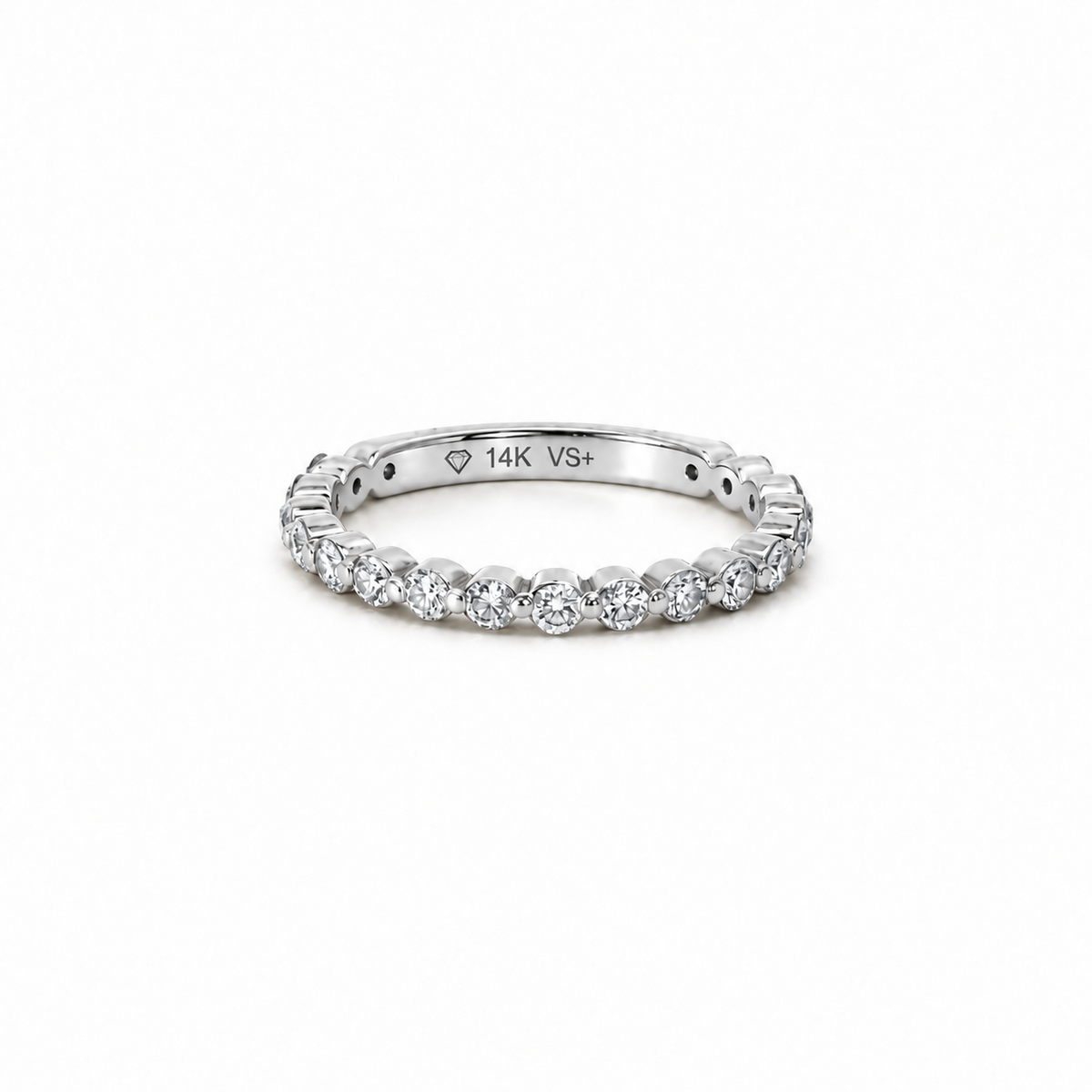 Ladies Small Round Shared Bead Band – view 2 of 2